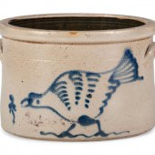 A Rare Two-Gallon Stoneware Cr