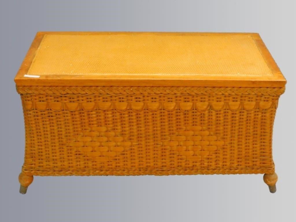 A RARE WICKER LIFT-TOP BLANKET