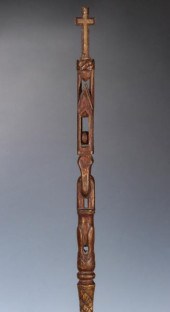 A RARE WINNEBAGO CARVED WOOD P