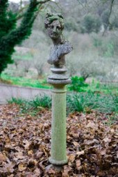 A reconstituted stone bust of