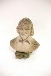 A reconstituted stone bust of