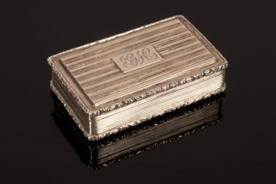 A rectangular silver snuff box,