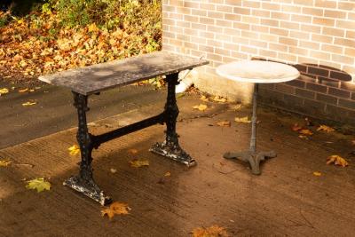 A rectangular slate top table