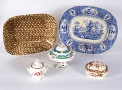 A rectangular slipware baking dish,