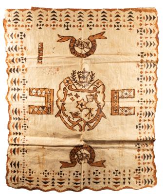 A rectangular Tonga tapa cloth, a