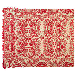 A Red and White Jacquard Cotton and