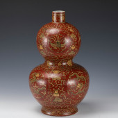 A RED GLAZE YELLOW DRAGON PHOE