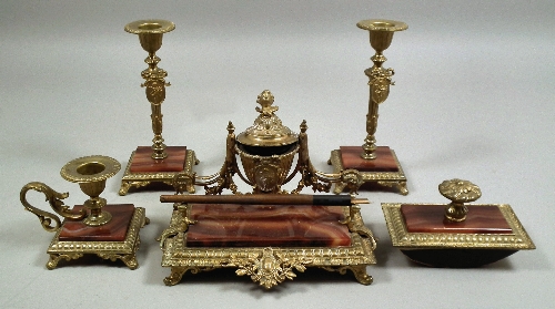 A red onyx and gilt metal desk