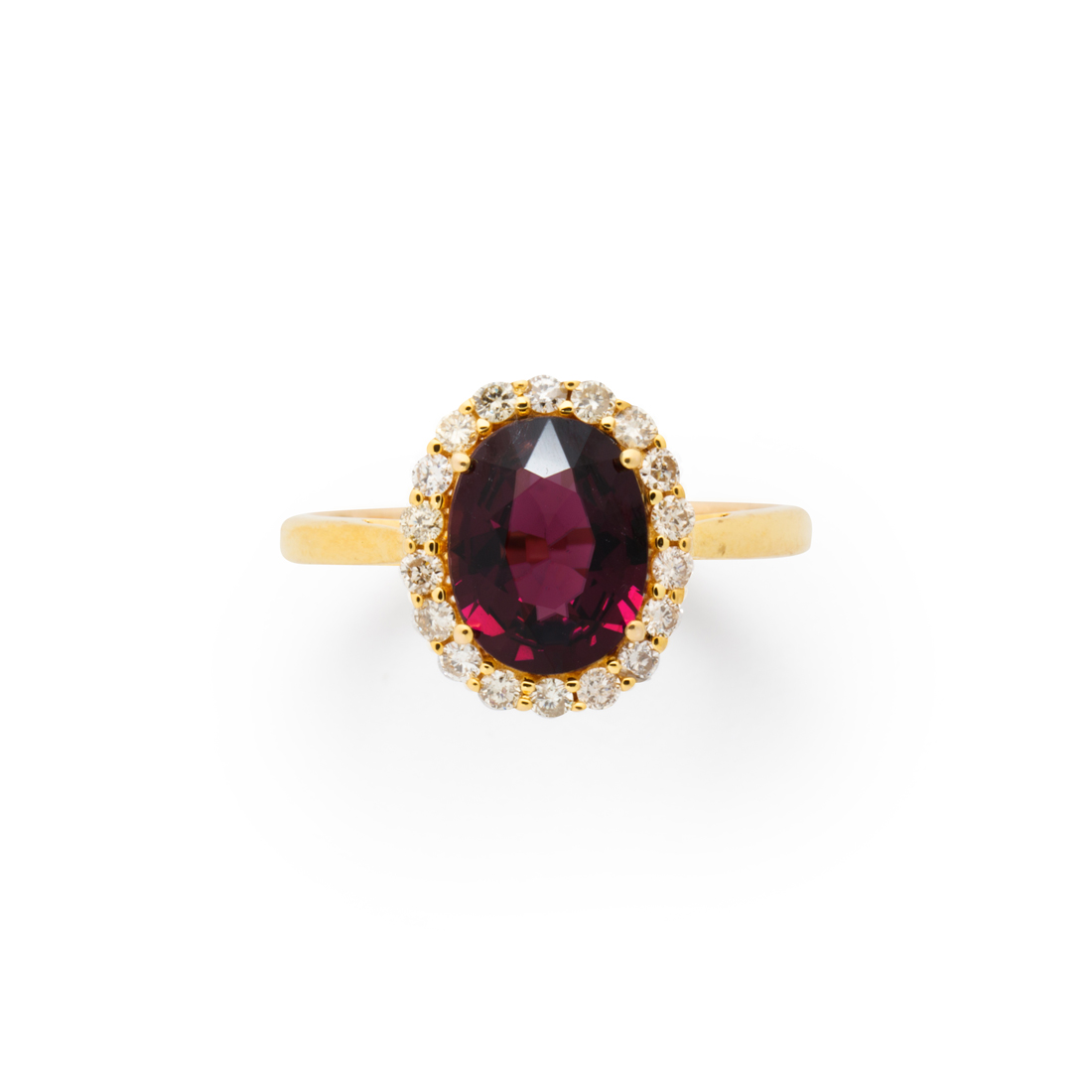 A RED SPINEL, DIAMOND AND