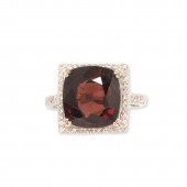 A RED SPINEL, DIAMOND AND EIGH