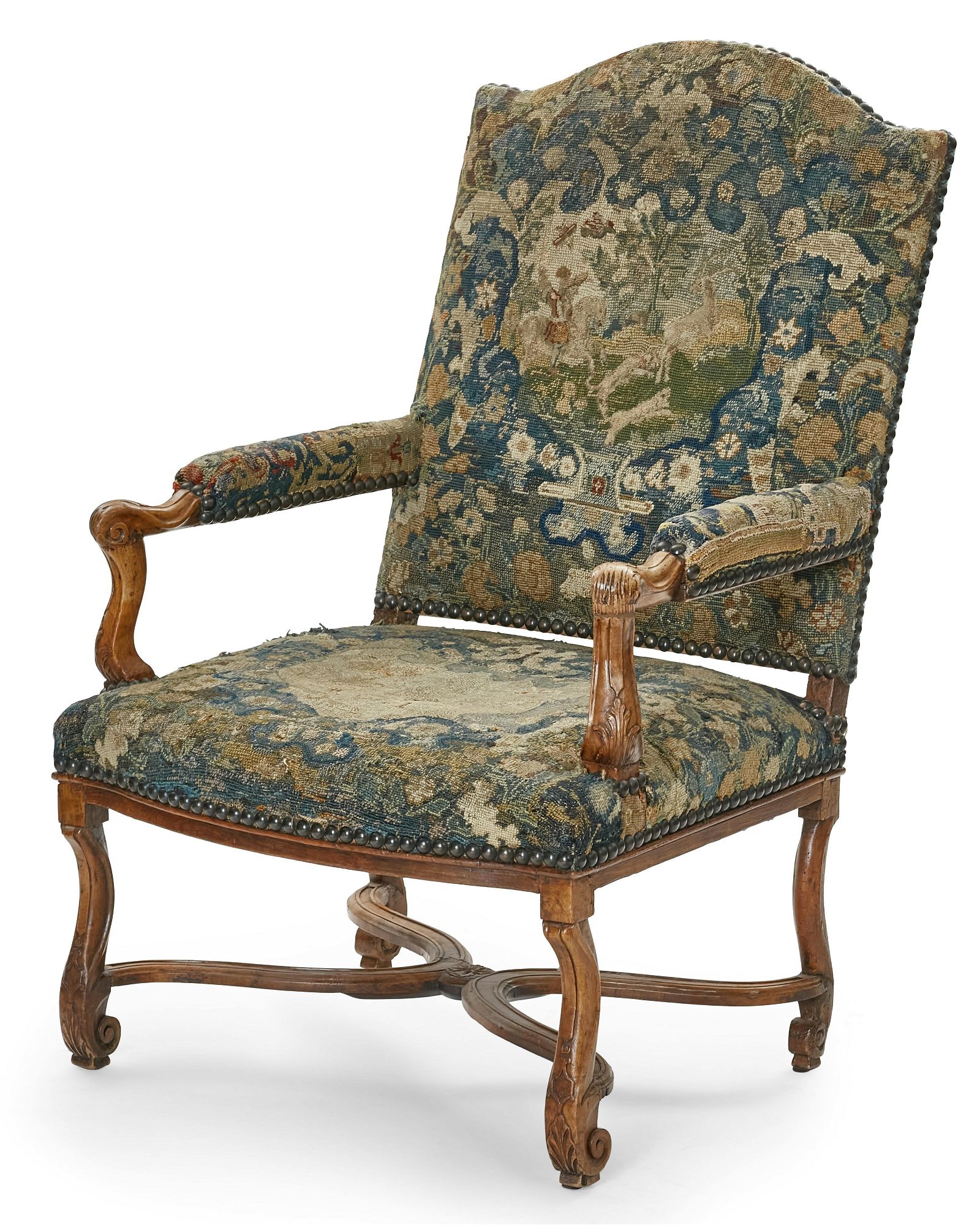 A REGENCE NEEDLEWORK UPHOLSTERED