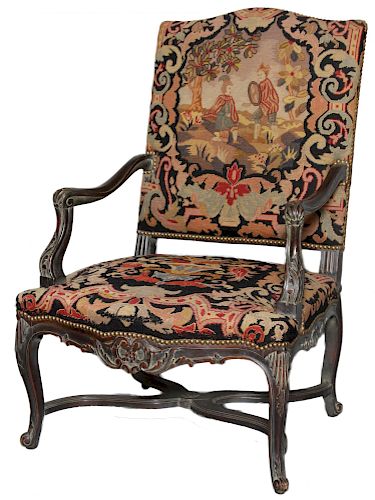 A REGENCE STYLE ARMCHAIR, 19TH