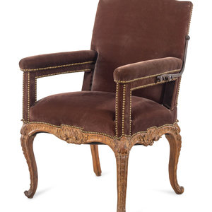 A Régence Velvet-Upholstered Carved