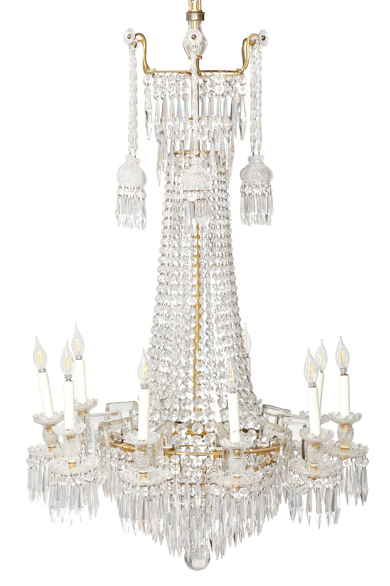 A REGENCY GILT BRONZE AND CLEAR