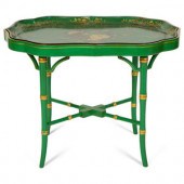 A Regency Green and Gilt Lacqu