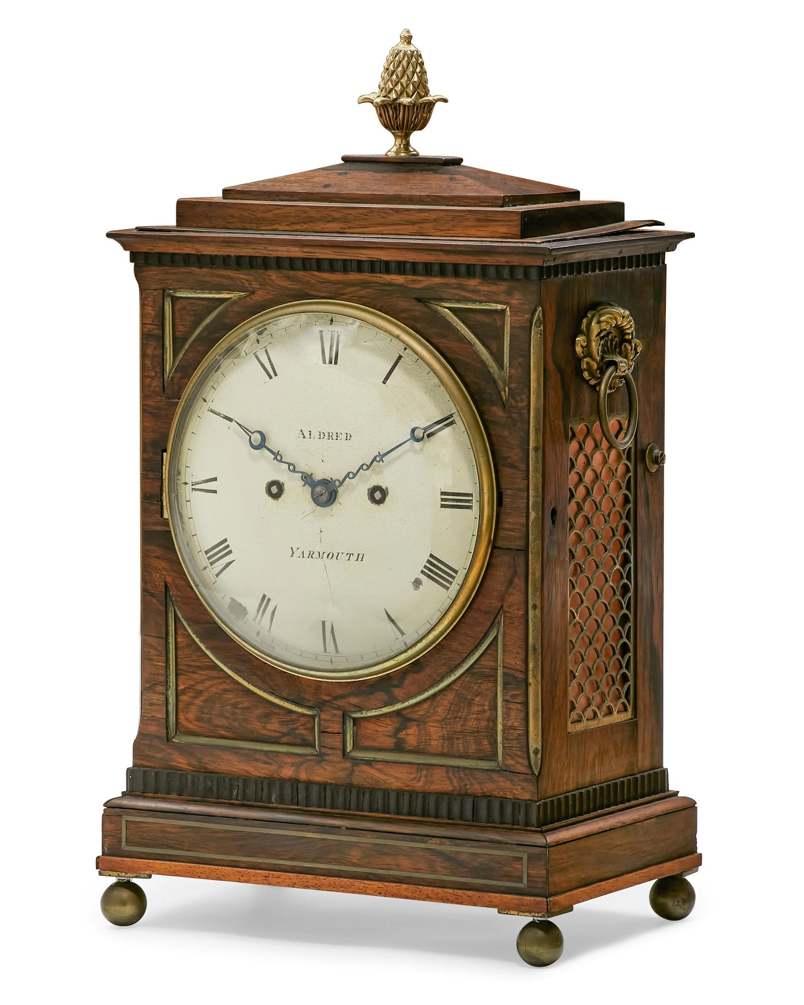 A REGENCY HARDWOOD TABLE CLOCK,
