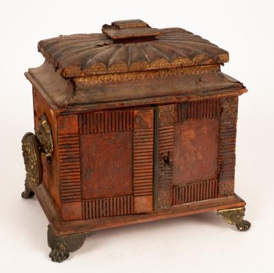 A Regency leather covered casket