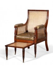 A REGENCY MAHOGANY BERGERE AND