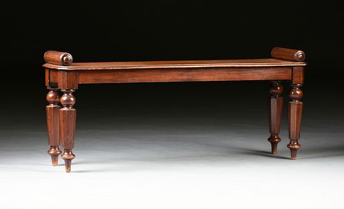 A REGENCY MAHOGANY HALL BENCH,