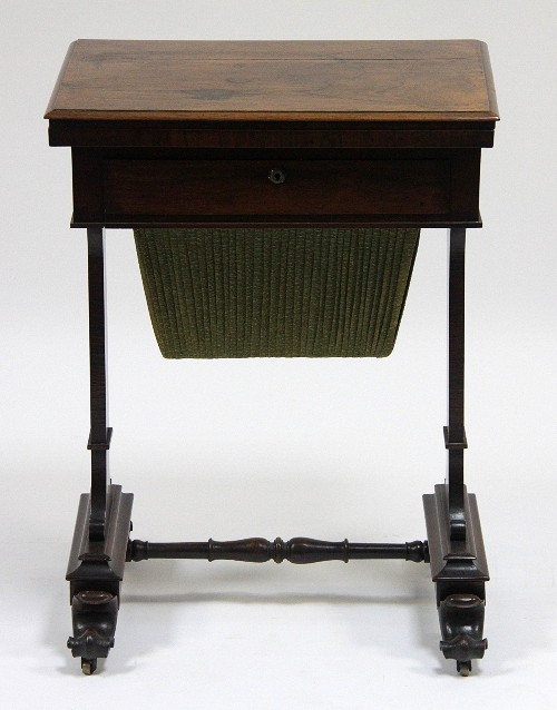 A Regency rosewood games/work table