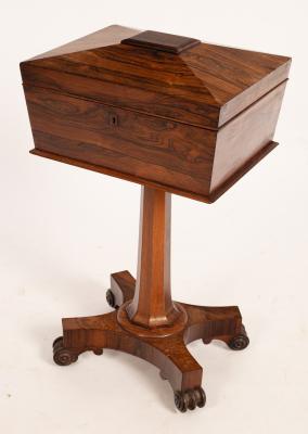 A Regency rosewood teapoy, of