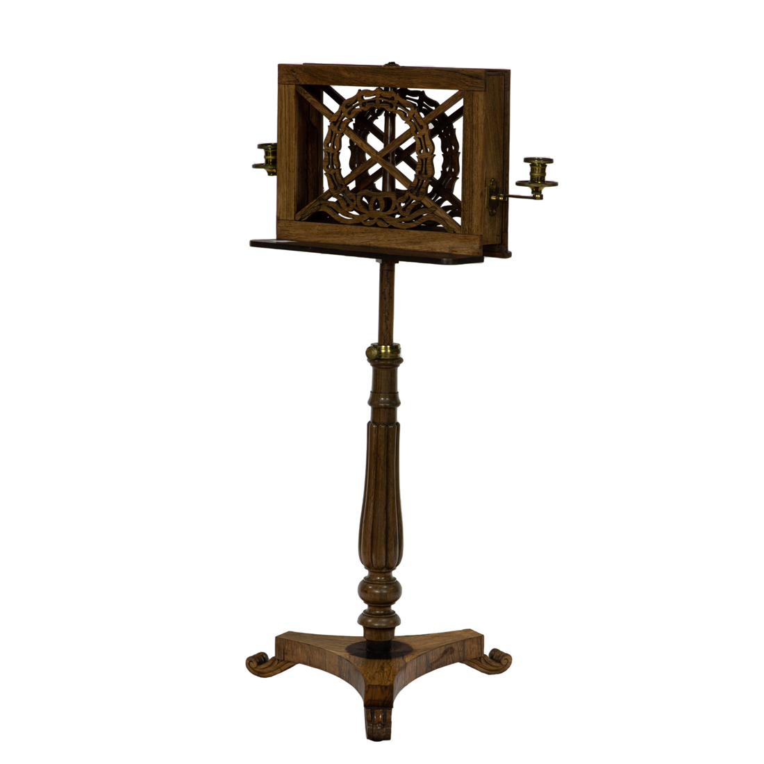 A REGENCY ROSEWOOD TRIPOD DUET