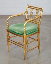 A REGENCY STYLE GILTWOOD ARMCH