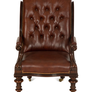 A Regency Style Leather Upholstered