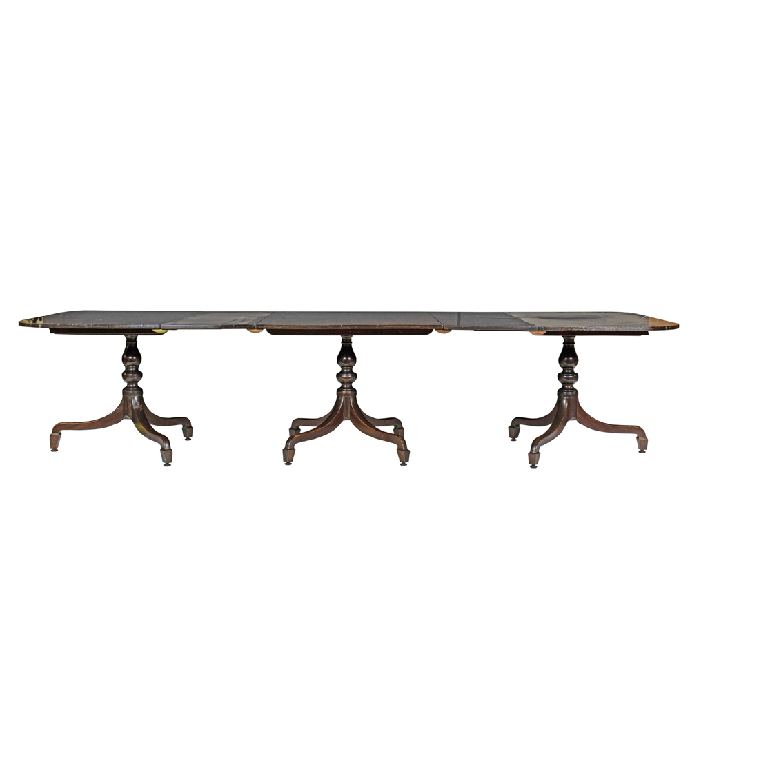 A REGENCY TRIPLE PEDESTAL