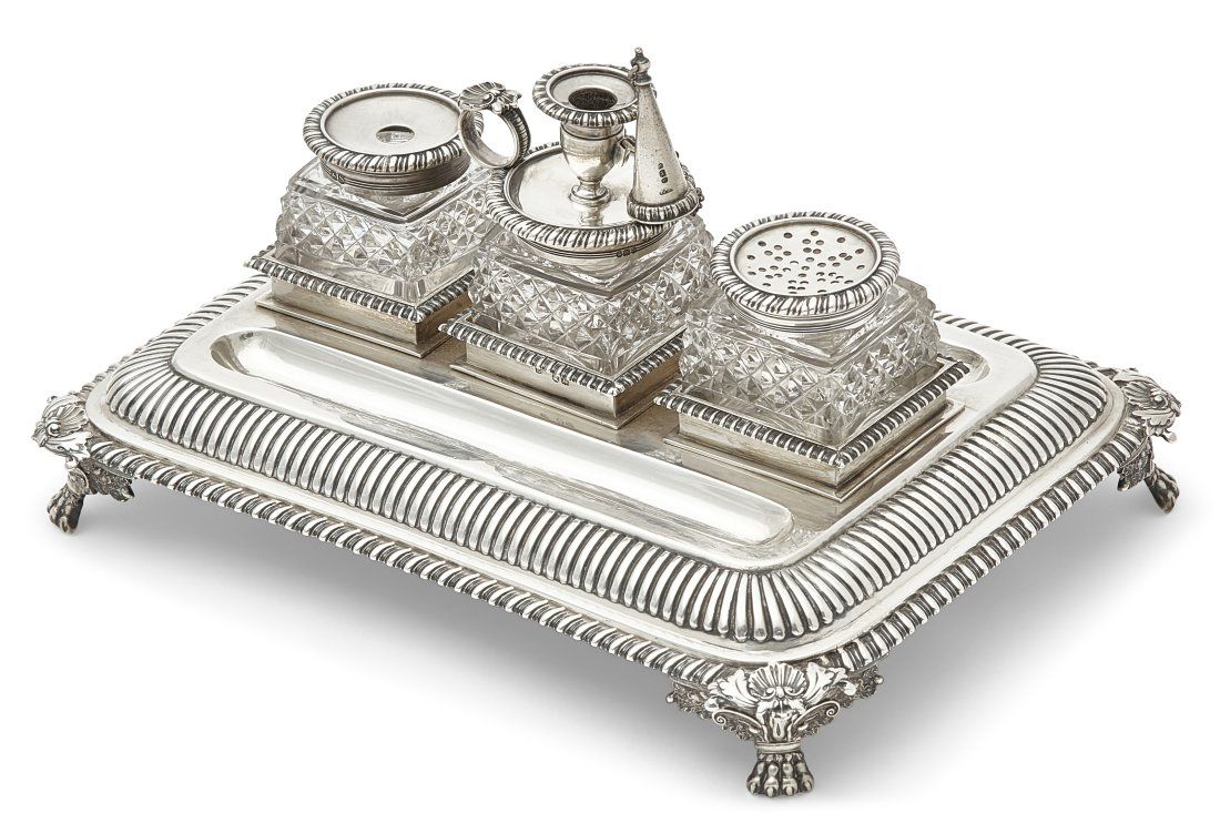 A REGENCYSILVER WRITING STAND,