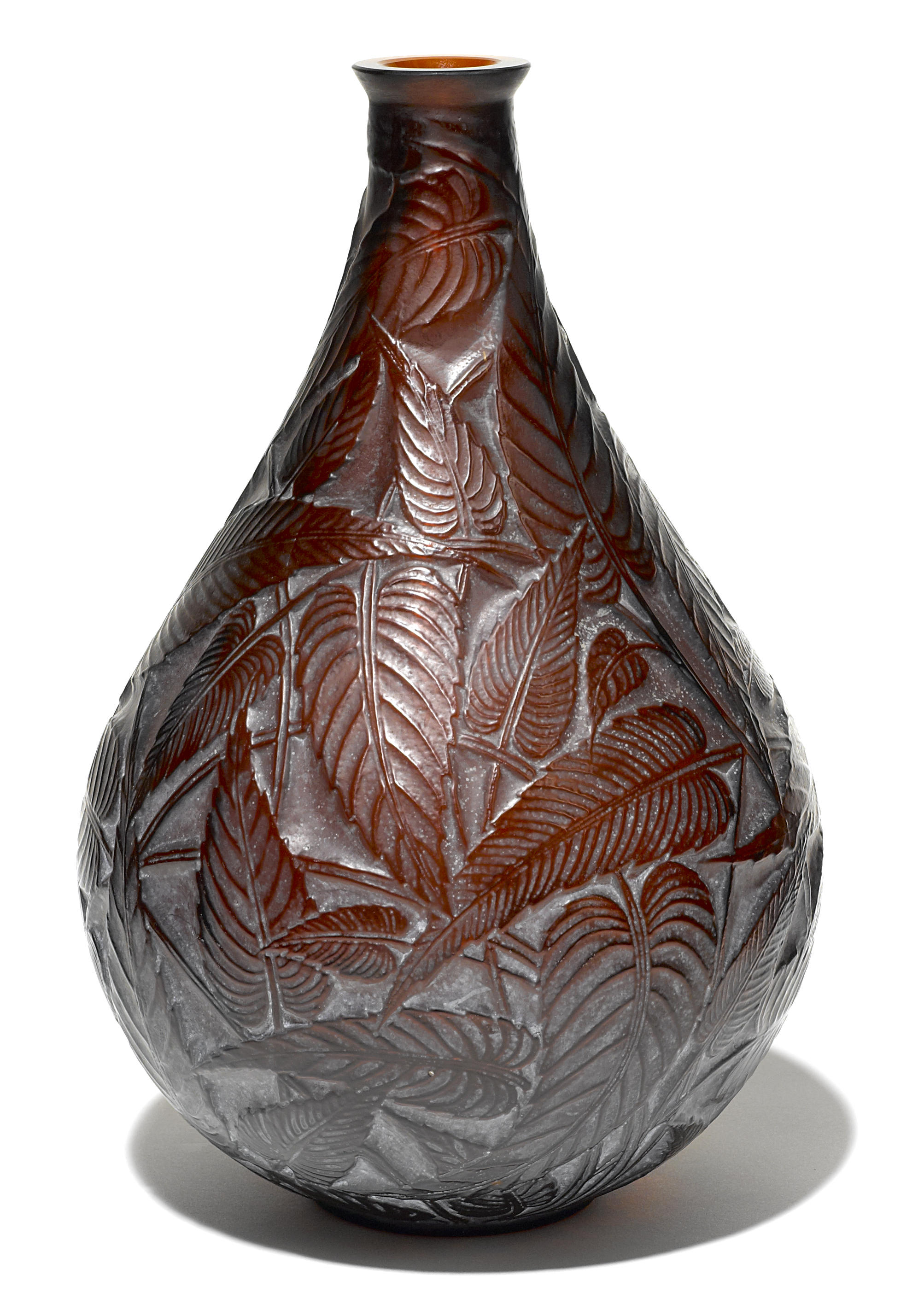 A Ren Lalique dark amber glass