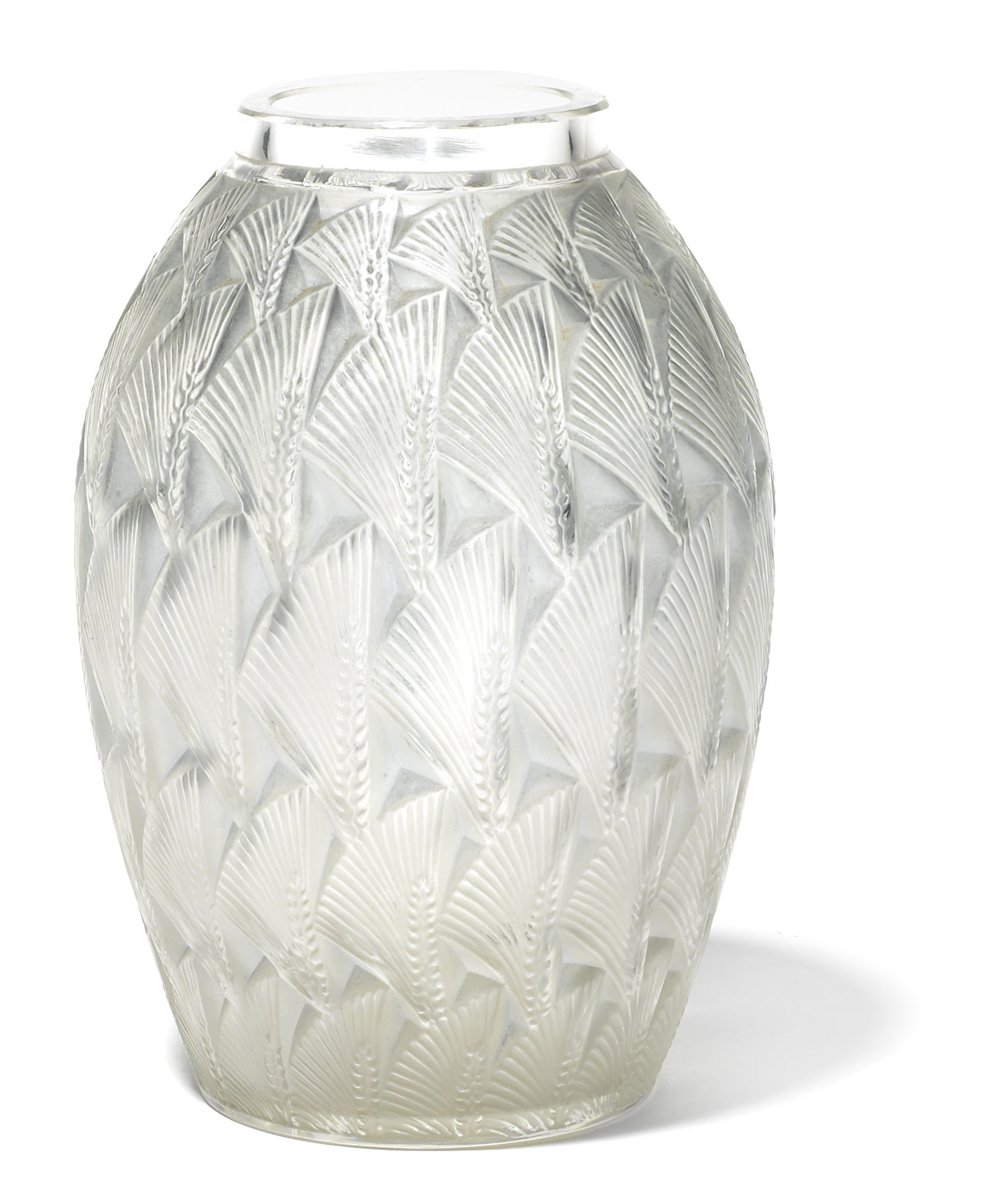 A Ren Lalique molded glass vase: