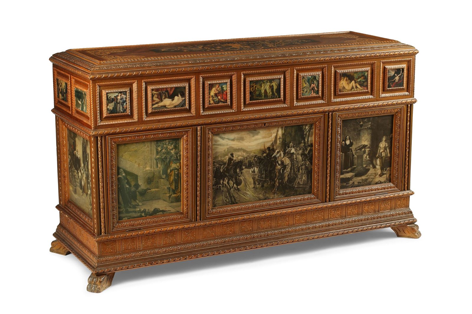 A RENAISSANCE STYLE INLAID MAHOGANY