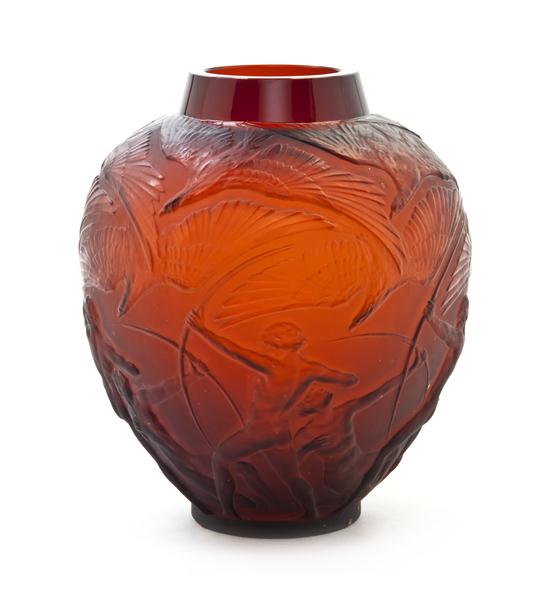 * A Rene Lalique Archers Vase of