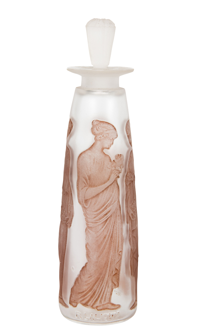 A RENE LALIQUE FROSTED AND PATINA