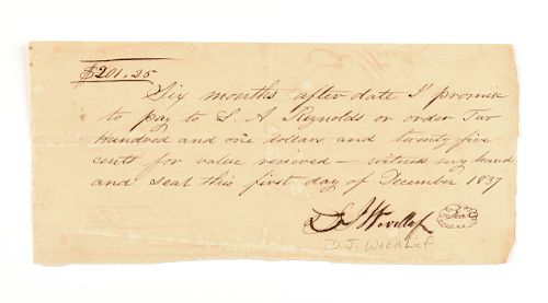 A REPUBLIC OF TEXAS PROMISSARY