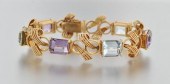 A Retro 18k Gold, Aquamarine a