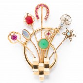 A RETRO GEMSTONE AND FOURTEEN