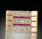 A Retro Pink Gold Diamond and