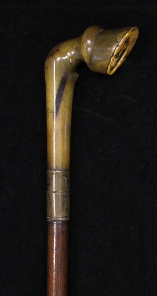 A rhinoceros horn handled