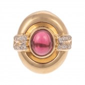 A RHODOLITE GARNET & DIAMOND R