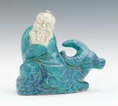 A Robin's Egg Glaze Figural Wa