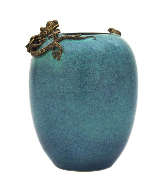 A Robin's Egg Glazed Vase with a