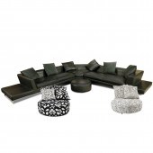 A ROCHE BOBOIS BLACK LEATHER S