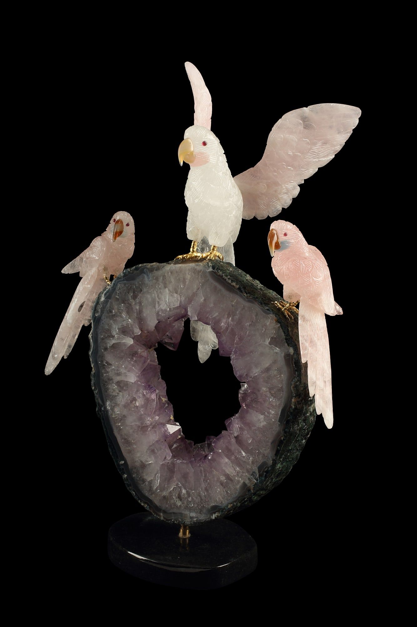 A ROCK CRYSTAL AND AMETHYST