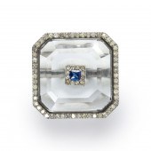 A ROCK CRYSTAL, SAPPHIRE AND D