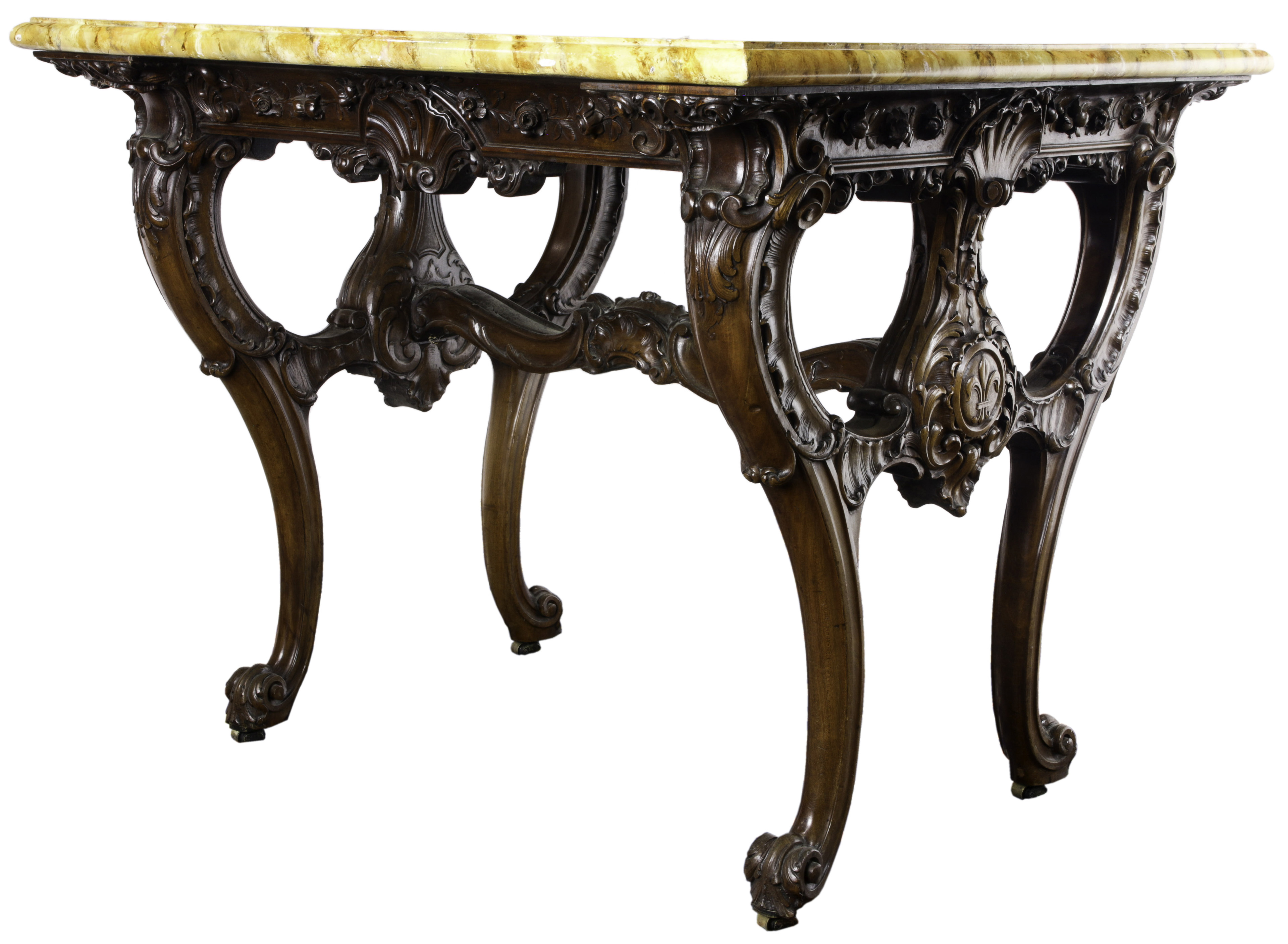 A ROCOCO STYLE CARVED MAHOGANY