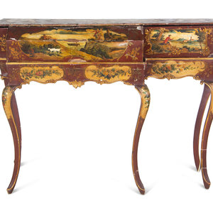 A Rococo Style Painted Zither on