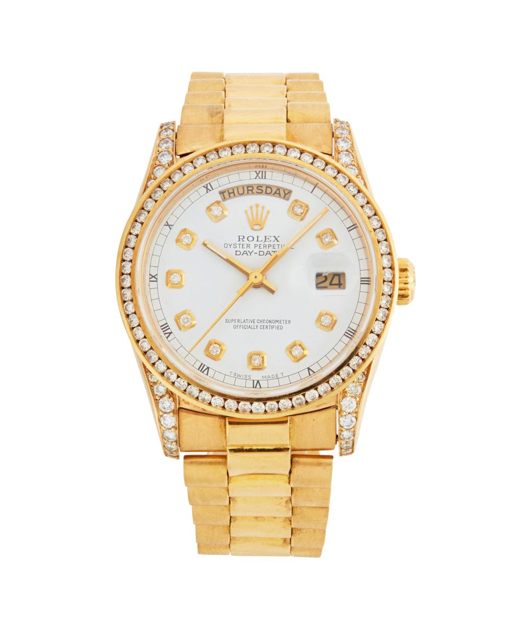 A ROLEX GOLD WRISTWATCH, PRESIDENTA