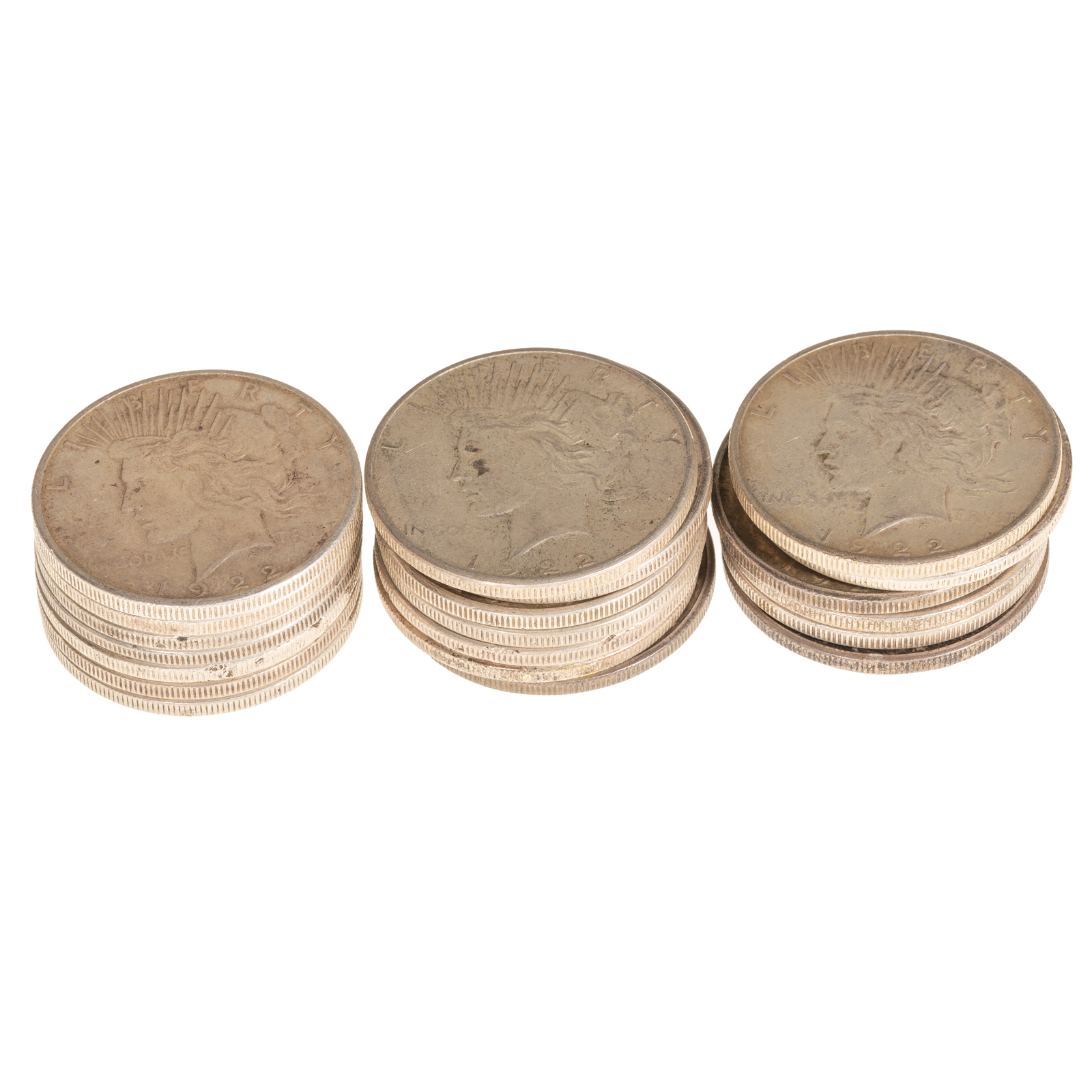 A ROLL OF 20 S-MINT PEACE DOLLARS